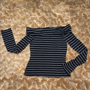 Blu Heaven Black and White Striped Off-Shoulder Top size M